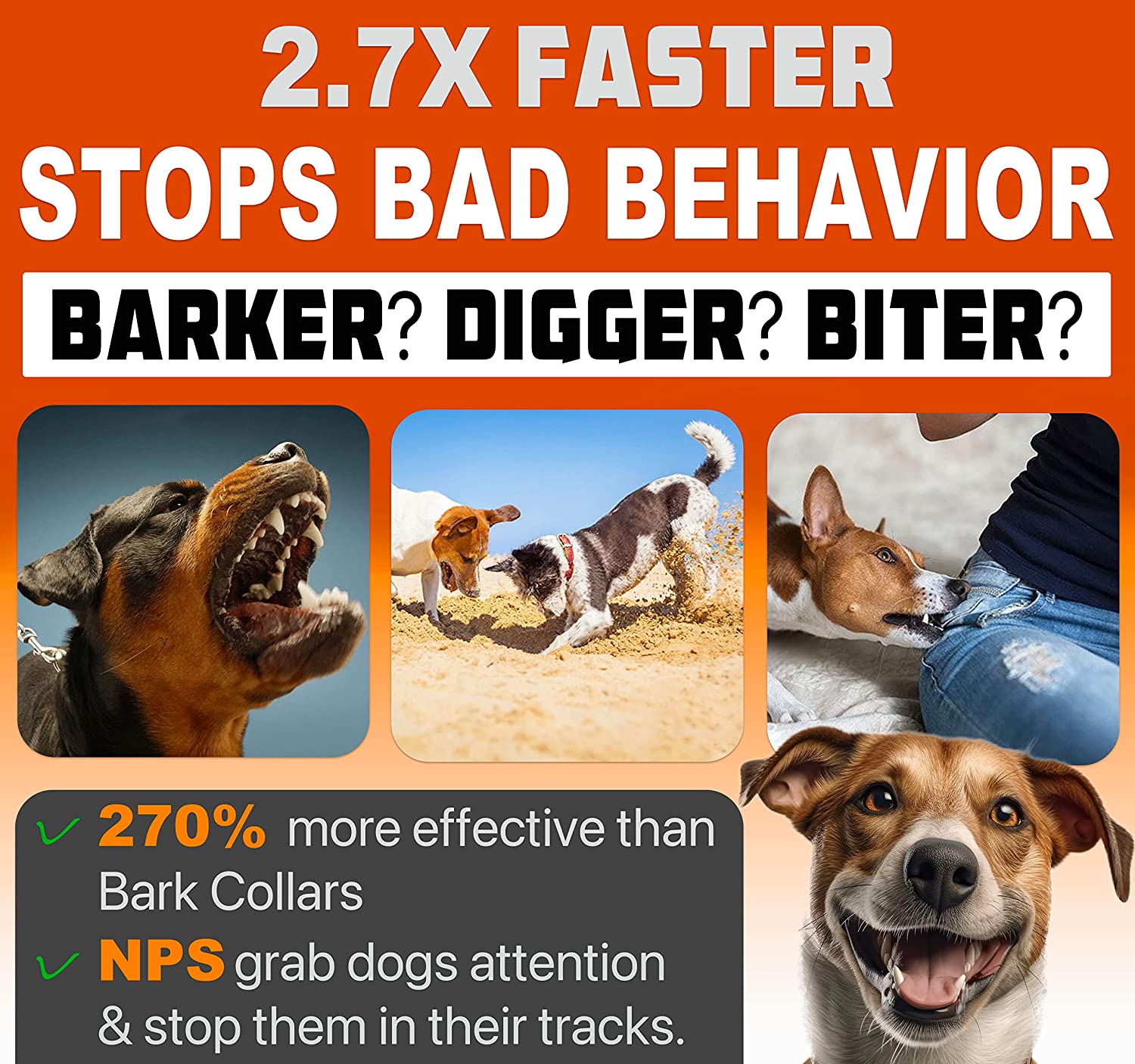 Dog Repeller Ultrasonic Dog Training Device Rechargeable Anti Dog Bark